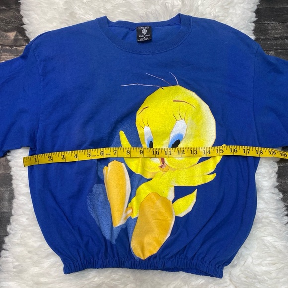 VINTAGE TWEETY BIRD GRAPHIC LOGO BLUE REWORKED TEE SHIRT Y2K STREETWEAR CASUAL - Picture 4 of 7